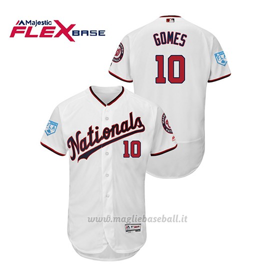 Maglia Baseball Uomo Washington Nationals Yan Gomes 2019 Entrenamiento De Primavera Flex Base Bianco